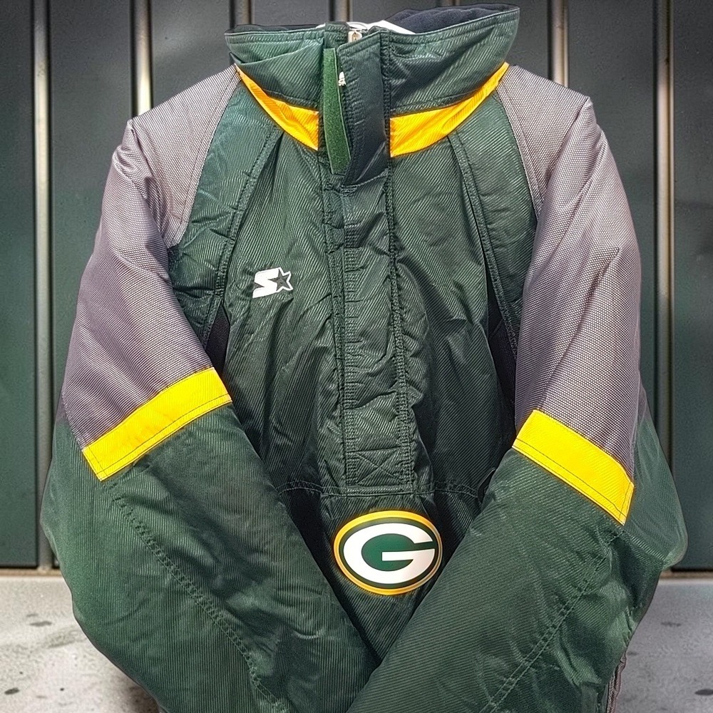 VTG 90s Starter Green Bay Packers Puffer Jacket‎ L Men Pull Over Pro Line NWT